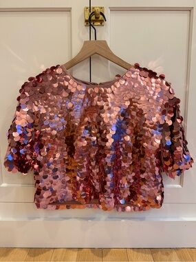 Universal Thread Rose Gold Sequin Crop Top